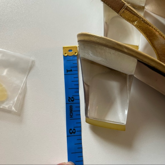 Timothy Hitsman Vintage Clear Heel Gold pointy toe sling back pump 7.5 - Picture 5 of 11